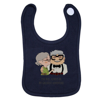 UP, YOU WILL ALWAYS BE MY GREATEST ADVENTURE, Σαλιάρα με Σκρατς 100% Organic Cotton Μπλε (0-18 months)