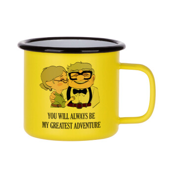 UP, YOU WILL ALWAYS BE MY GREATEST ADVENTURE, Metallic enamel MATT Yellow cup 360ml