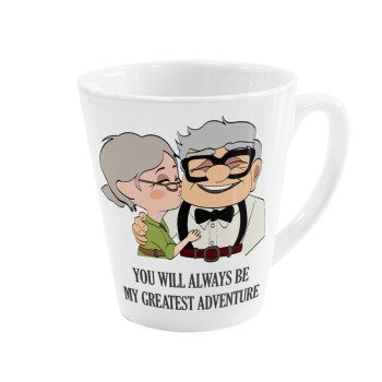 UP, YOU WILL ALWAYS BE MY GREATEST ADVENTURE, Κούπα κωνική Latte Λευκή, κεραμική, 300ml