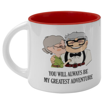 UP, YOU WILL ALWAYS BE MY GREATEST ADVENTURE, Κούπα κεραμική 400ml Λευκή/Κόκκινη