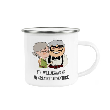 UP, YOU WILL ALWAYS BE MY GREATEST ADVENTURE, Metallic enamel cup white 360ml