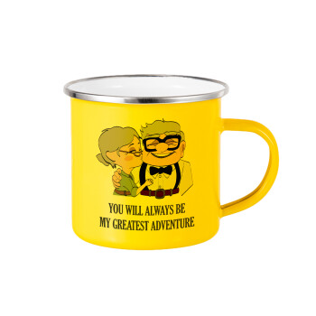 UP, YOU WILL ALWAYS BE MY GREATEST ADVENTURE, Yellow Enamel Metallic Cup 360ml