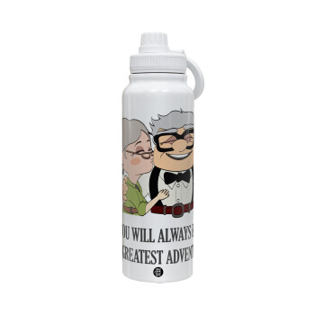UP, YOU WILL ALWAYS BE MY GREATEST ADVENTURE, 1L Stainless Steel Thermal Bottle with Phone Holder & Double Wall Insulation