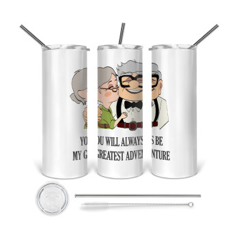 UP, YOU WILL ALWAYS BE MY GREATEST ADVENTURE, Tumbler stainless steel 600ml, with metal straw & cleaning brush