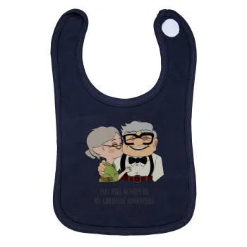 UP, YOU WILL ALWAYS BE MY GREATEST ADVENTURE, Σαλιάρα με Σκρατς 100% Organic Cotton Μπλε (0-18 months)