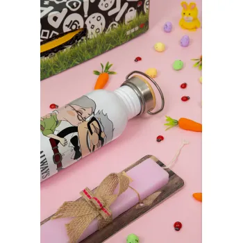 UP, YOU WILL ALWAYS BE MY GREATEST ADVENTURE, Πασχαλινή Λαμπάδα με παγούρι μεταλλικό (620ml, stainless steel) & κερί αρωματικό πλακέ (30cm) (ΡΟΖ)