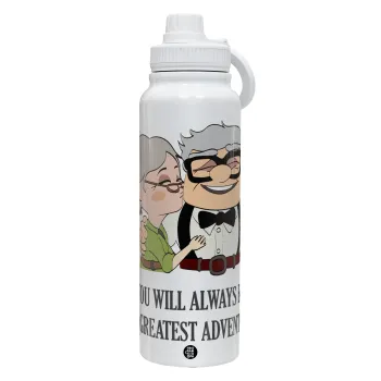 UP, YOU WILL ALWAYS BE MY GREATEST ADVENTURE, Θερμός 1L Ανοξείδωτο με Βάση Κινητού & Διπλά Τοιχώματα