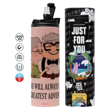 UP, YOU WILL ALWAYS BE MY GREATEST ADVENTURE, Tumbler stainless steel PINK 600ml