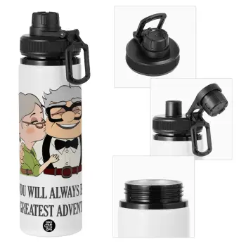 UP, YOU WILL ALWAYS BE MY GREATEST ADVENTURE, Metal water bottle with safety cap, aluminum 850ml