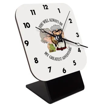 UP, YOU WILL ALWAYS BE MY GREATEST ADVENTURE, Quartz Wooden table clock with hands (10cm)