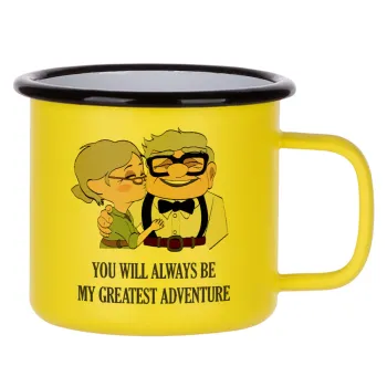 UP, YOU WILL ALWAYS BE MY GREATEST ADVENTURE, Metallic enamel MATT Yellow cup 360ml