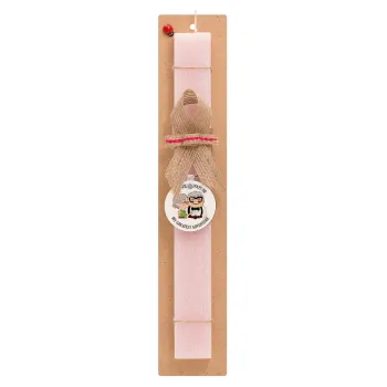 UP, YOU WILL ALWAYS BE MY GREATEST ADVENTURE, Easter Set, wooden keychain & scented flat Easter candle (30cm) (PINK)