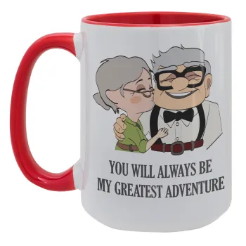 UP, YOU WILL ALWAYS BE MY GREATEST ADVENTURE, Κούπα Mega 15oz, κεραμική Κόκκινη, 450ml
