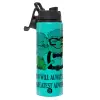 Metallic water bottle with safety lid, 850ml aluminum
