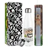 Easter candle, metallic white thermos bottle (500ml) & aromatic flat candle (30cm) (GRAY)