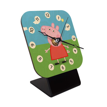 Πέππα το γουρουνάκι, Quartz Table clock in natural wood (10cm)