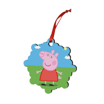 Πέππα το γουρουνάκι, Christmas ornament snowflake wooden 7.5cm