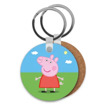 Πέππα το γουρουνάκι, Μπρελόκ Ξύλινο στρογγυλό MDF Φ5cm