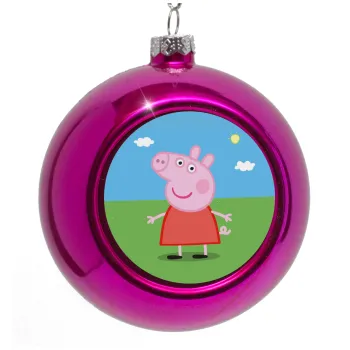 Πέππα το γουρουνάκι, Στολίδι Χριστουγεννιάτικη μπάλα δένδρου Μωβ 8cm