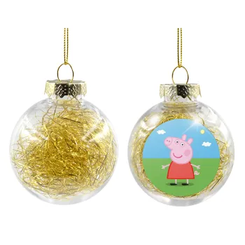 Πέππα το γουρουνάκι, Transparent Christmas tree ball ornament with gold filling 8cm