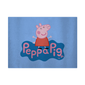 Πέππα το γουρουνάκι μπλε με όνομα, Επιφάνεια κοπής γυάλινη (38x28cm)