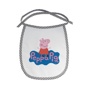 Πέππα το γουρουνάκι μπλε με όνομα, Σαλιάρα μωρού αλέκιαστη με κορδόνι Μαύρη