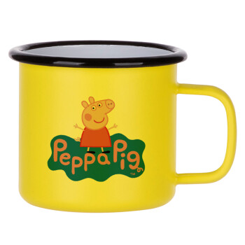Πέππα το γουρουνάκι μπλε με όνομα, Κούπα Μεταλλική εμαγιέ ΜΑΤ Κίτρινη 360ml