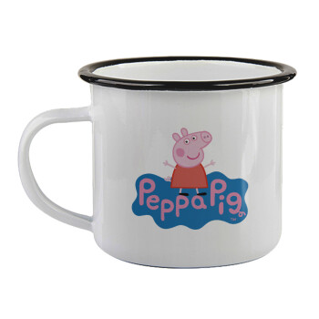 Πέππα το γουρουνάκι μπλε με όνομα, Κούπα εμαγιέ με μαύρο χείλος 360ml