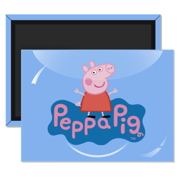 Πέππα το γουρουνάκι μπλε με όνομα, Ορθογώνιο μαγνητάκι ψυγείου διάστασης 9x6cm