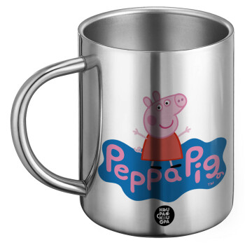 Πέππα το γουρουνάκι μπλε με όνομα, BIG Mug Stainless steel double wall (450ml)
