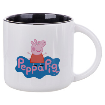 Πέππα το γουρουνάκι μπλε με όνομα, Κούπα κεραμική 400ml Λευκή/Μαύρη