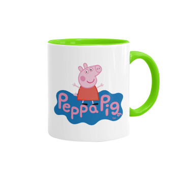 Πέππα το γουρουνάκι μπλε με όνομα, Κούπα χρωματιστή βεραμάν, κεραμική, 330ml