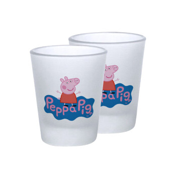 Πέππα το γουρουνάκι μπλε με όνομα, Σφηνοπότηρα γυάλινα 45ml του πάγου (2 τεμάχια)