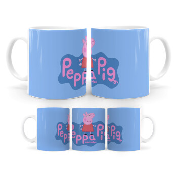 Πέππα το γουρουνάκι μπλε με όνομα, Ceramic coffee mug, 330ml