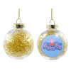Transparent Christmas tree ball ornament with gold filling 8cm