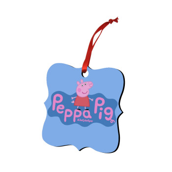 Πέππα το γουρουνάκι μπλε με όνομα, Christmas ornament polygon wooden 7.5cm