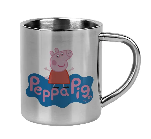 Πέππα το γουρουνάκι μπλε με όνομα — Mug Stainless steel double wall 300ml