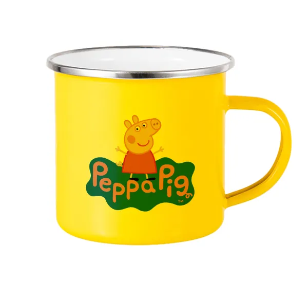 Πέππα το γουρουνάκι μπλε με όνομα — Yellow Enamel Metallic Cup 360ml