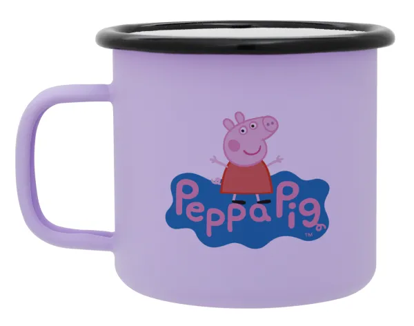 Πέππα το γουρουνάκι μπλε με όνομα — Metal enamel mug, matte light pastel purple, 360ml