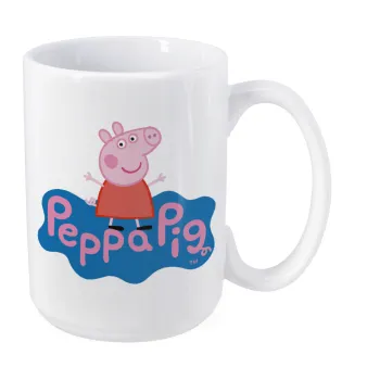 Πέππα το γουρουνάκι μπλε με όνομα, Κούπα Mega, κεραμική, 450ml