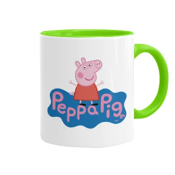 Πέππα το γουρουνάκι μπλε με όνομα, Κούπα χρωματιστή βεραμάν, κεραμική, 330ml