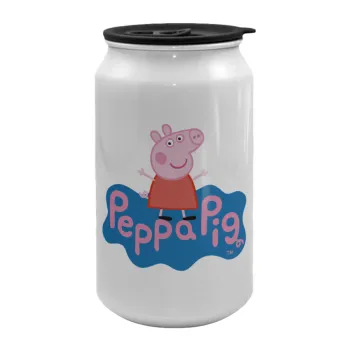Πέππα το γουρουνάκι μπλε με όνομα, Κούπα ταξιδιού μεταλλική με καπάκι (tin-can) 500ml