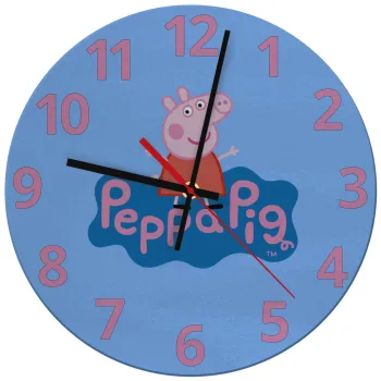 Πέππα το γουρουνάκι μπλε με όνομα, Ρολόι τοίχου γυάλινο (30cm)
