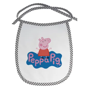 Πέππα το γουρουνάκι μπλε με όνομα, Σαλιάρα μωρού αλέκιαστη με κορδόνι Μαύρη