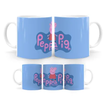 Πέππα το γουρουνάκι μπλε με όνομα, Ceramic coffee mug, 330ml