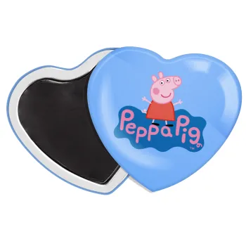 Πέππα το γουρουνάκι μπλε με όνομα, Μαγνητάκι καρδιά (57x52mm)