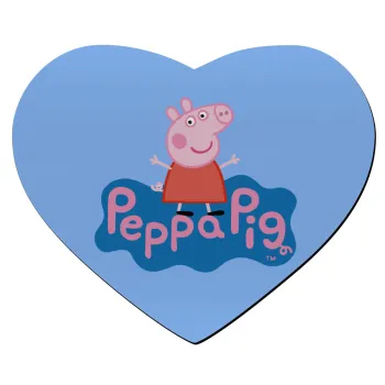 Πέππα το γουρουνάκι μπλε με όνομα, Mousepad καρδιά 23x20cm