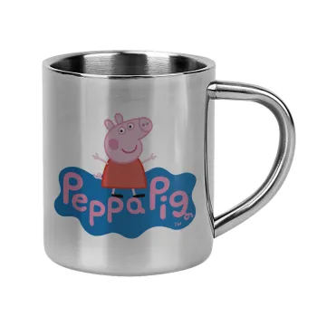 Πέππα το γουρουνάκι μπλε με όνομα, Mug Stainless steel double wall 300ml