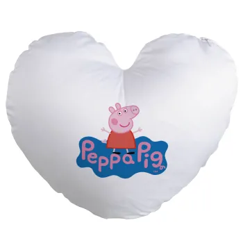 Πέππα το γουρουνάκι μπλε με όνομα, Μαξιλάρι καναπέ καρδιά 40x40cm περιέχεται το  γέμισμα