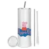 Tumbler stainless steel 600ml, with metal straw & cleaning brush